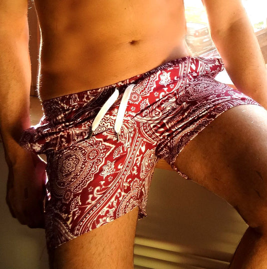 Niza Swimshorts – Bulgary Bordeaux | Short Swim Trunks with Elastic Waist
