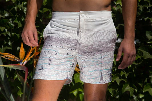 San Remo Swim Shorts – Hoi An Print | Tailored Fit & Nautical Charm