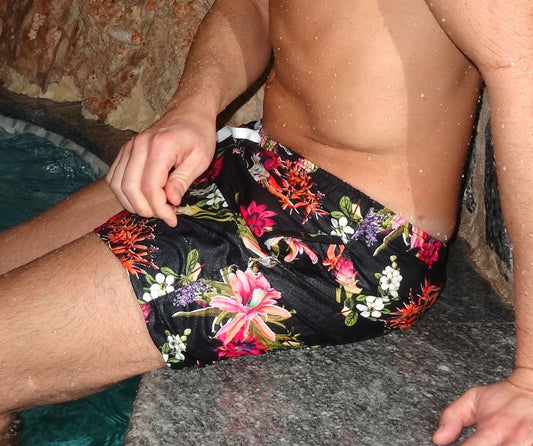 Niza Swimshorts – Exotic Black | Short Swim Trunks with Elastic Waist
